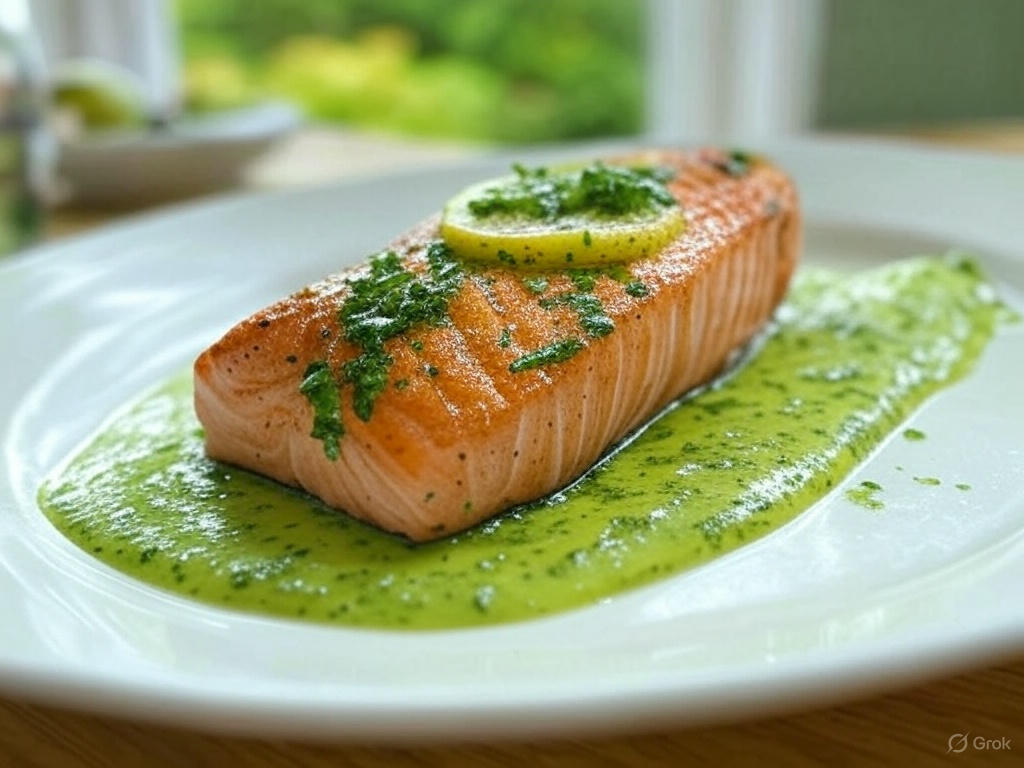 Green Curry Chimichurri Baked Salmon