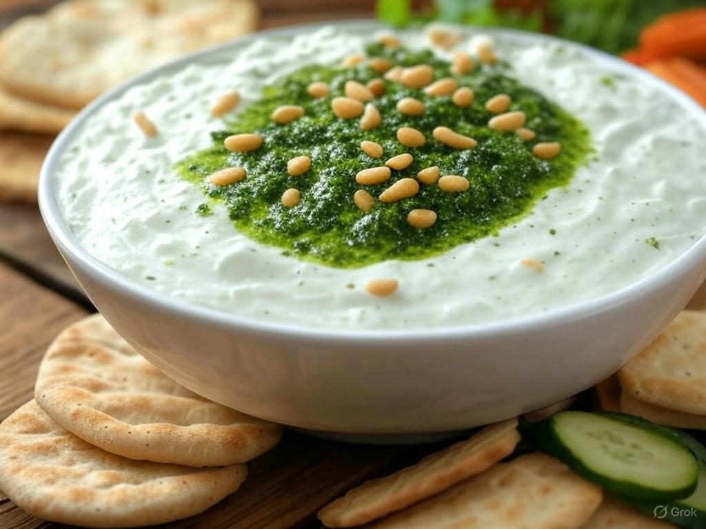 Whipped Feta Dip with Green Curry Chimichurri Drizzle